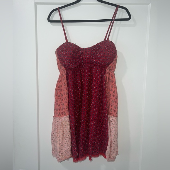 Free People Mixed Print Strapless Mini Dress - Picture 1 of 5